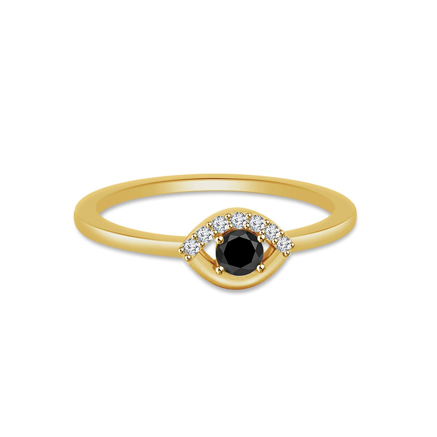 atjewels Round Black and White CZ Cocktail Ring In 14K Yellow Gold Over 925 Silver Sterling MOTHER'S DAY SPECIAL OFFER - atjewels.in