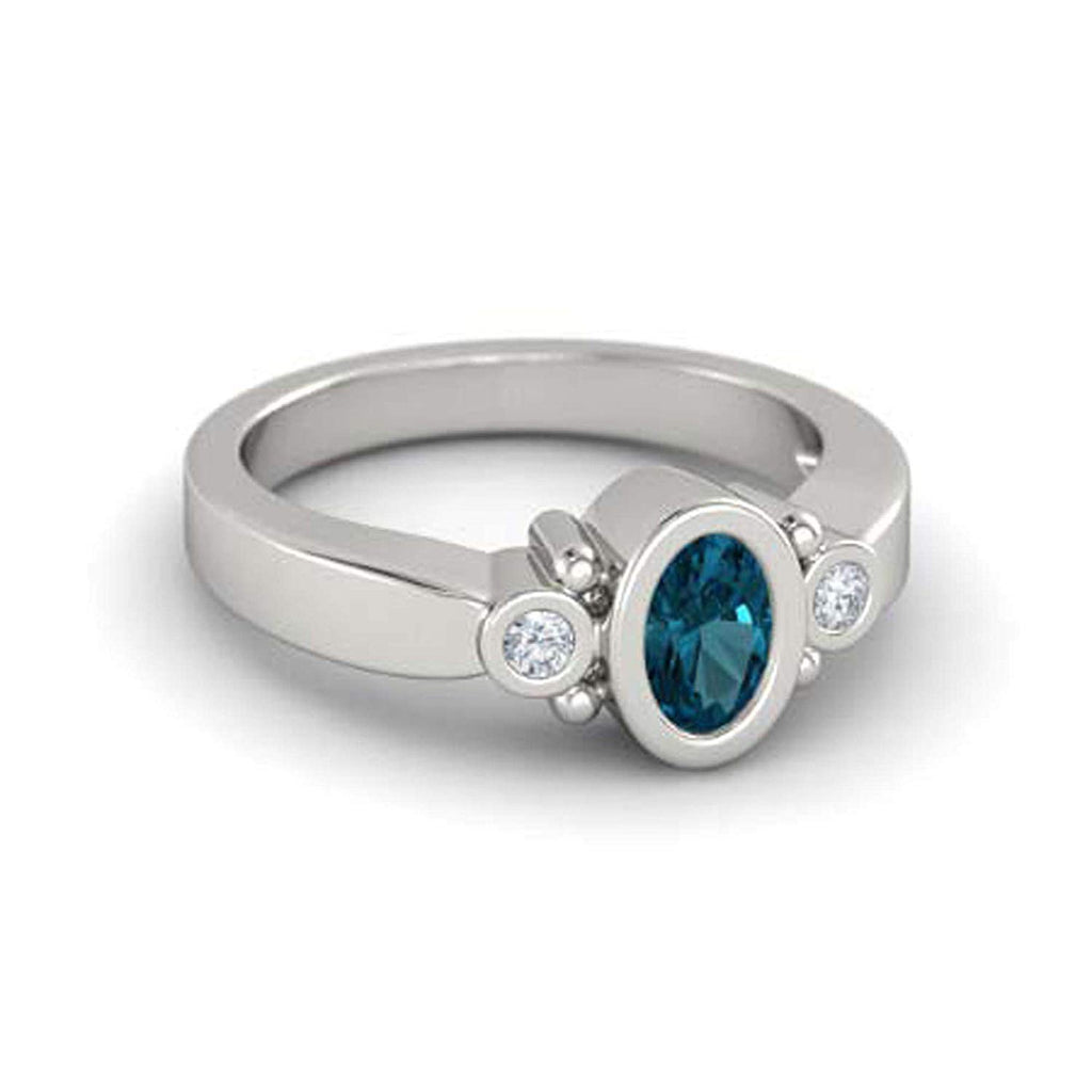 atjewels .925 Sterling Silver Oval Shape Blue Topaz Engagement/Wedding Ring Variation For Women's & Girl's - atjewels.in