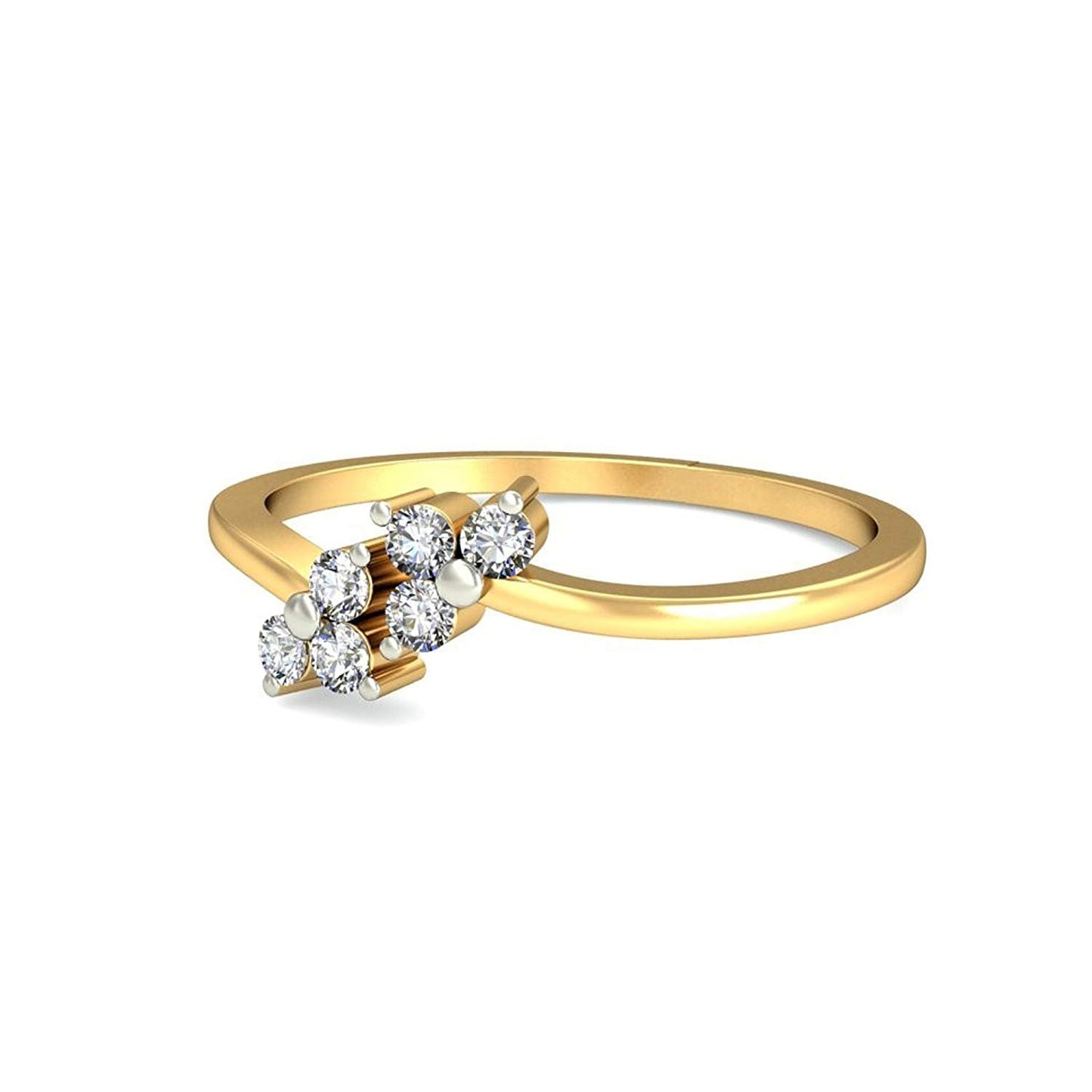 atjewels 14K Yellow Gold Over 925 Silver Round White CZ Bypass Ring For Women's MOTHER'S DAY SPECIAL OFFER - atjewels.in