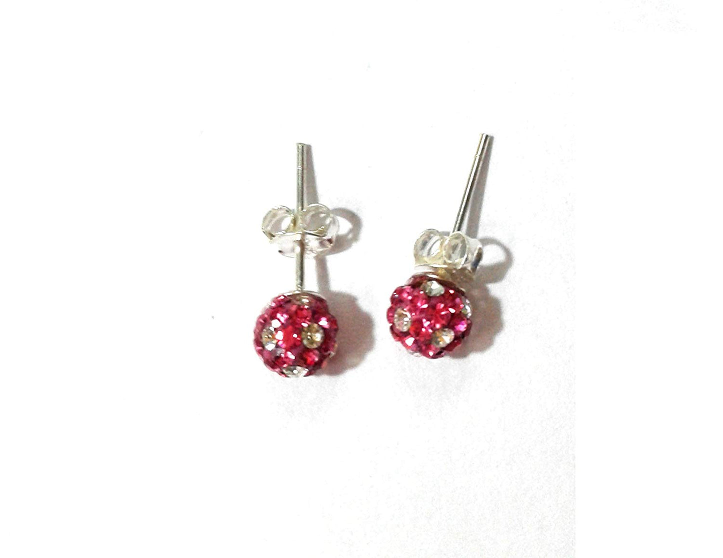 atjewels Round Cut Crystal Sterling Silver Pave Ball Stud Earrings, 5.6MM Crystal Fireball Disco Ball Earrings 1 Pair For Girl's and Women's Fancy Party Wear EarringsMOTHER'S DAY SPECIAL OFFER - atjewels.in