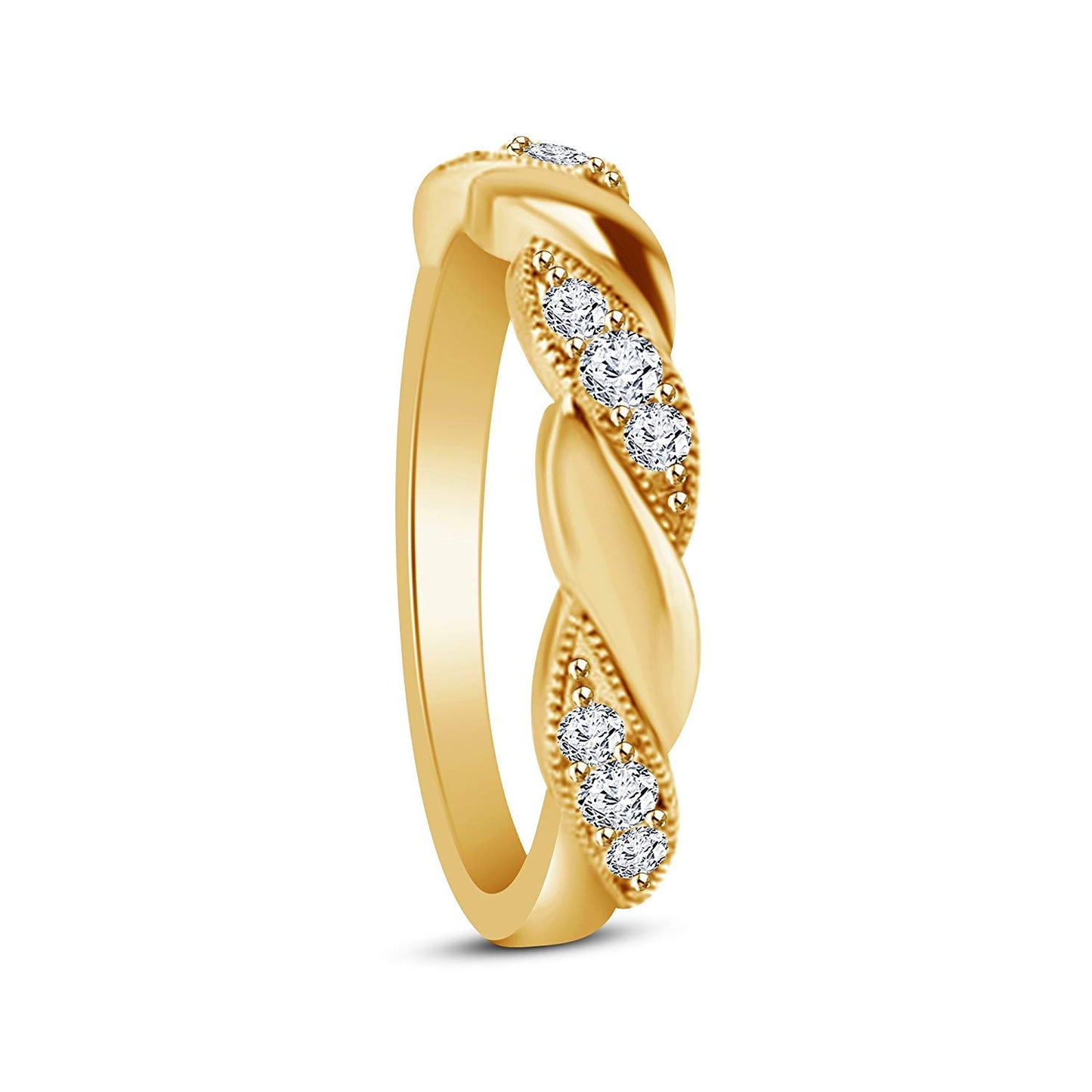 at Jewels Round Cut Cubic Zirconia in 14k Yellow Gold Over 925 Silver Sterling Infinity Engagement Ring - atjewels.in