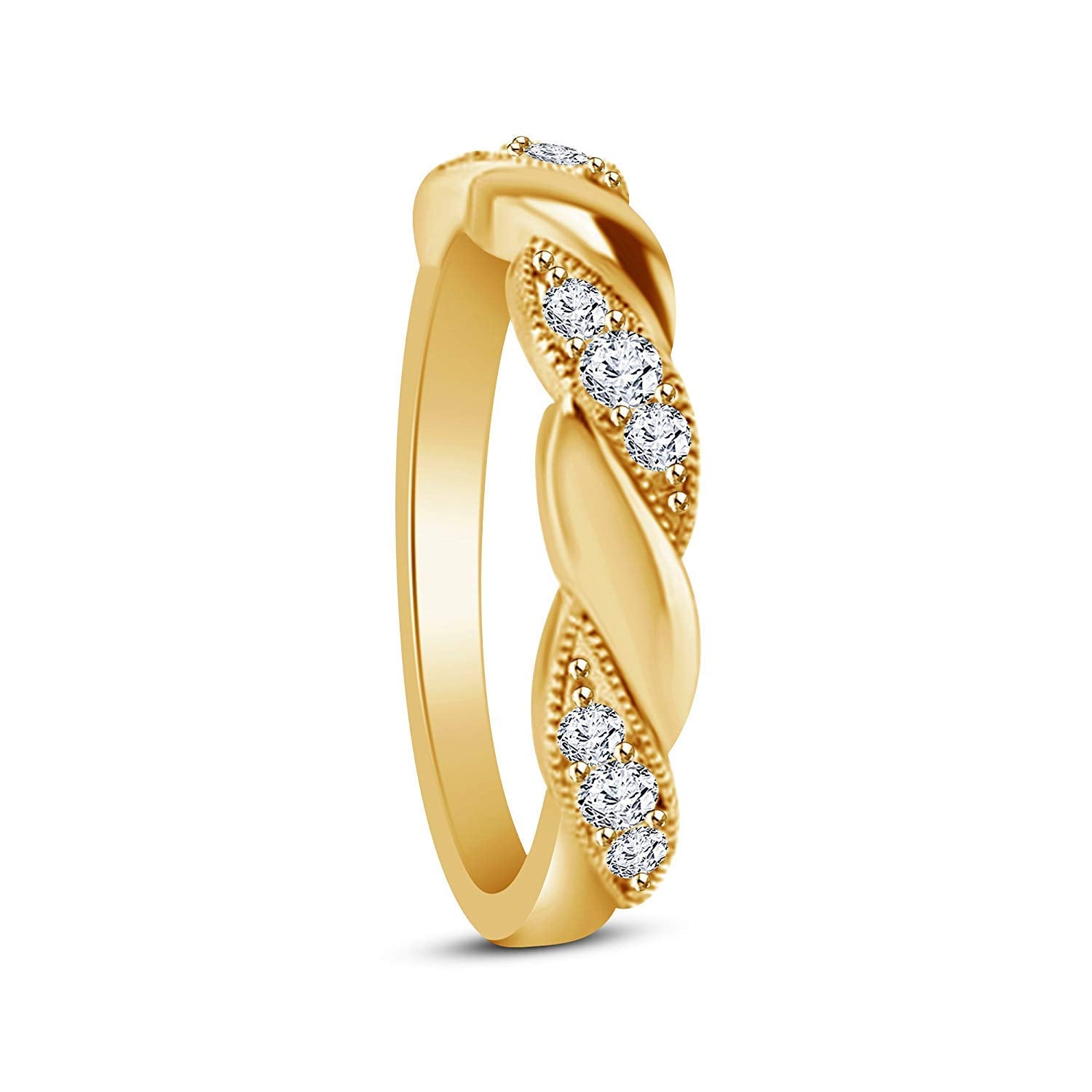 at Jewels Round Cut Cubic Zirconia in 14k Yellow Gold Over 925 Silver Sterling Infinity Engagement Ring - atjewels.in