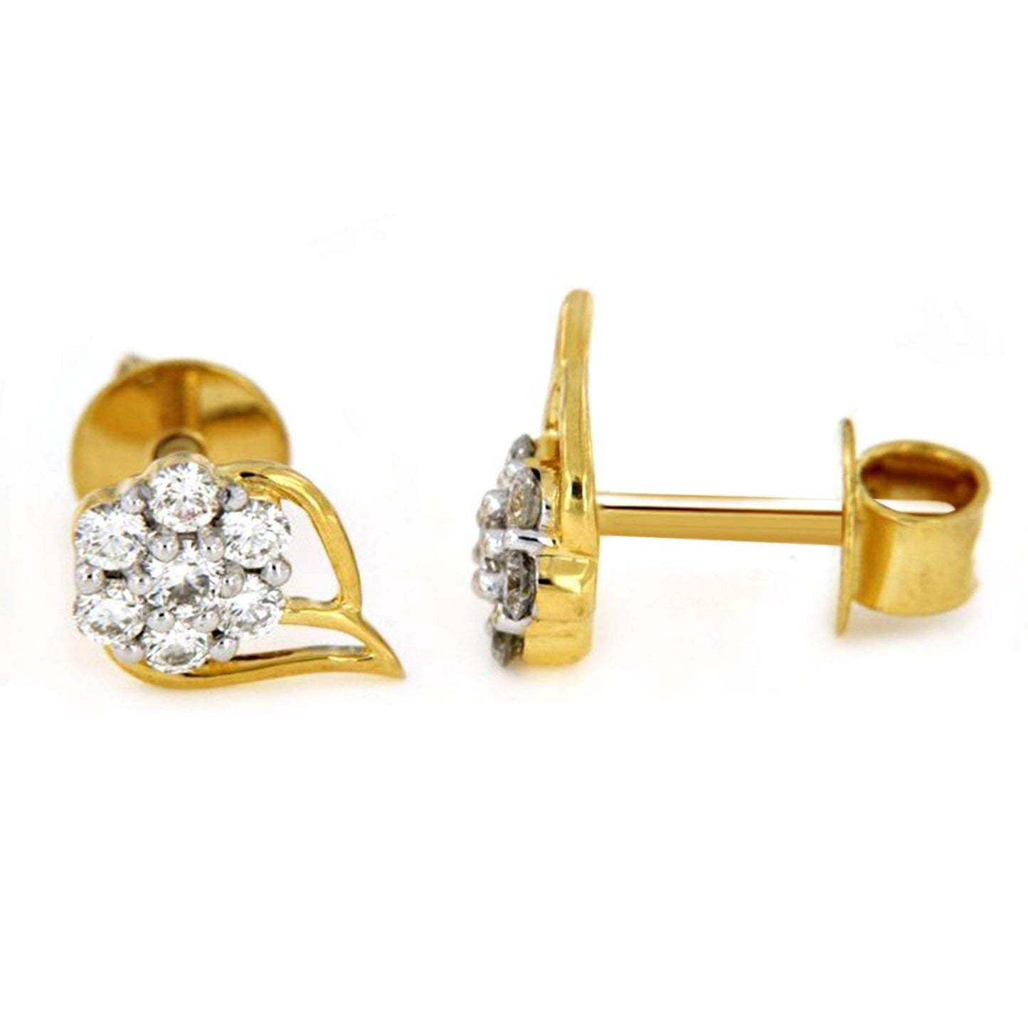 atjewels Round Cut White CZ 14k Yellow Gold Over .925 Sterling Silver Flower Stud Earrings For Girl's & Women's For MOTHER'S DAY SPECIAL OFFER - atjewels.in