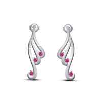 Fashionable 14k White Gold Over .925 Silver Pink Sapphire Women's Stud Earrings MOTHER'S DAY SPECIAL OFFER - atjewels.in