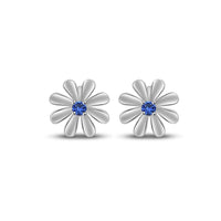 atjewels Round Cut Blue Sapphire .925 Sterling Silver Flower Stud Earrings Girls & Wome's For MOTHER'S DAY SPECIAL OFFER - atjewels.in
