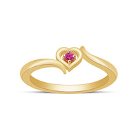 atjewels Yellow Gold on 925 Sterling Silver Pink Sapphire Solitaire Heart Ring MOTHER'S DAY SPECIAL OFFER - atjewels.in