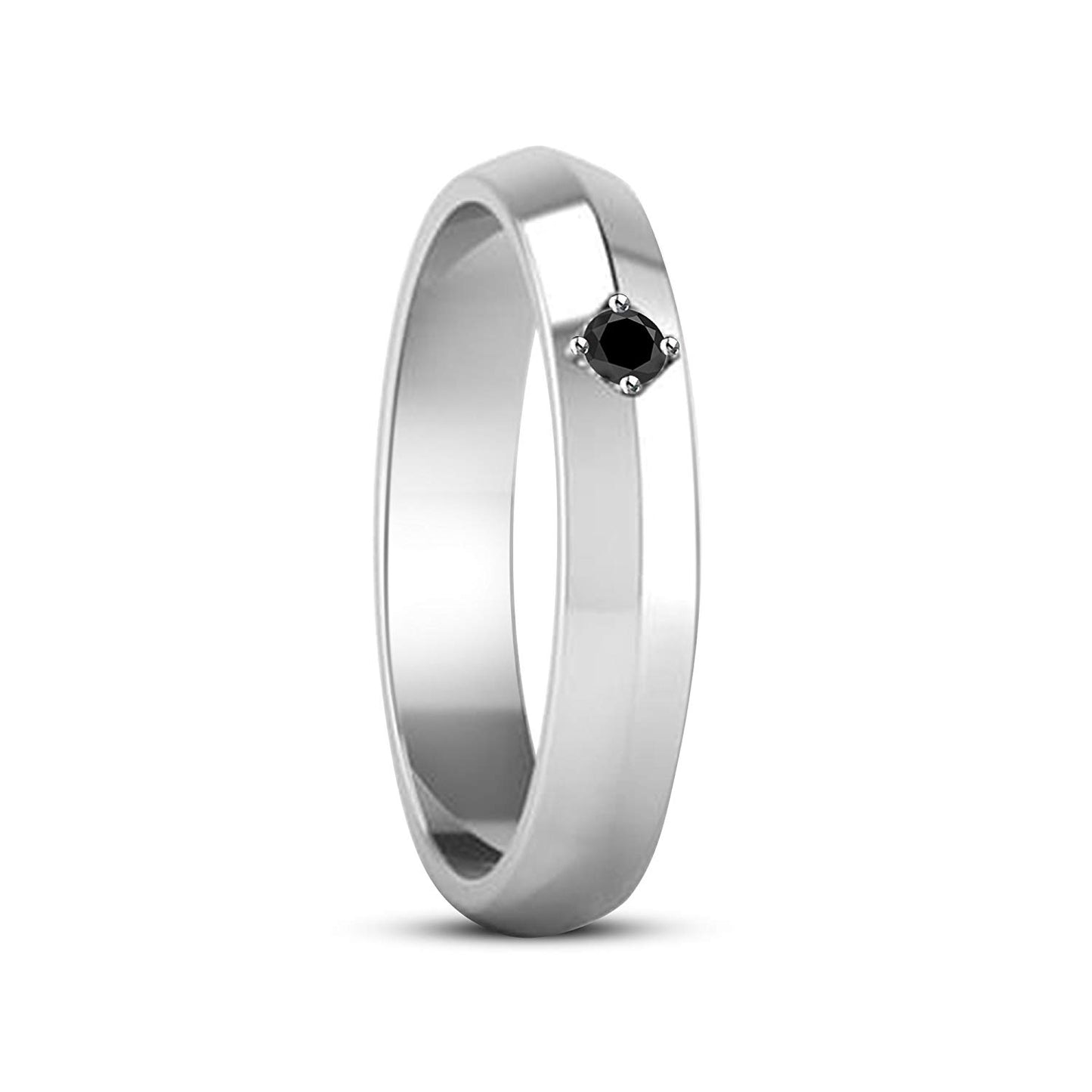 atjewels Solitaire Engagement Ring in Round Black Zirconia 14K White Gold Over 925 Silver MOTHER'S DAY SPECIAL OFFER - atjewels.in