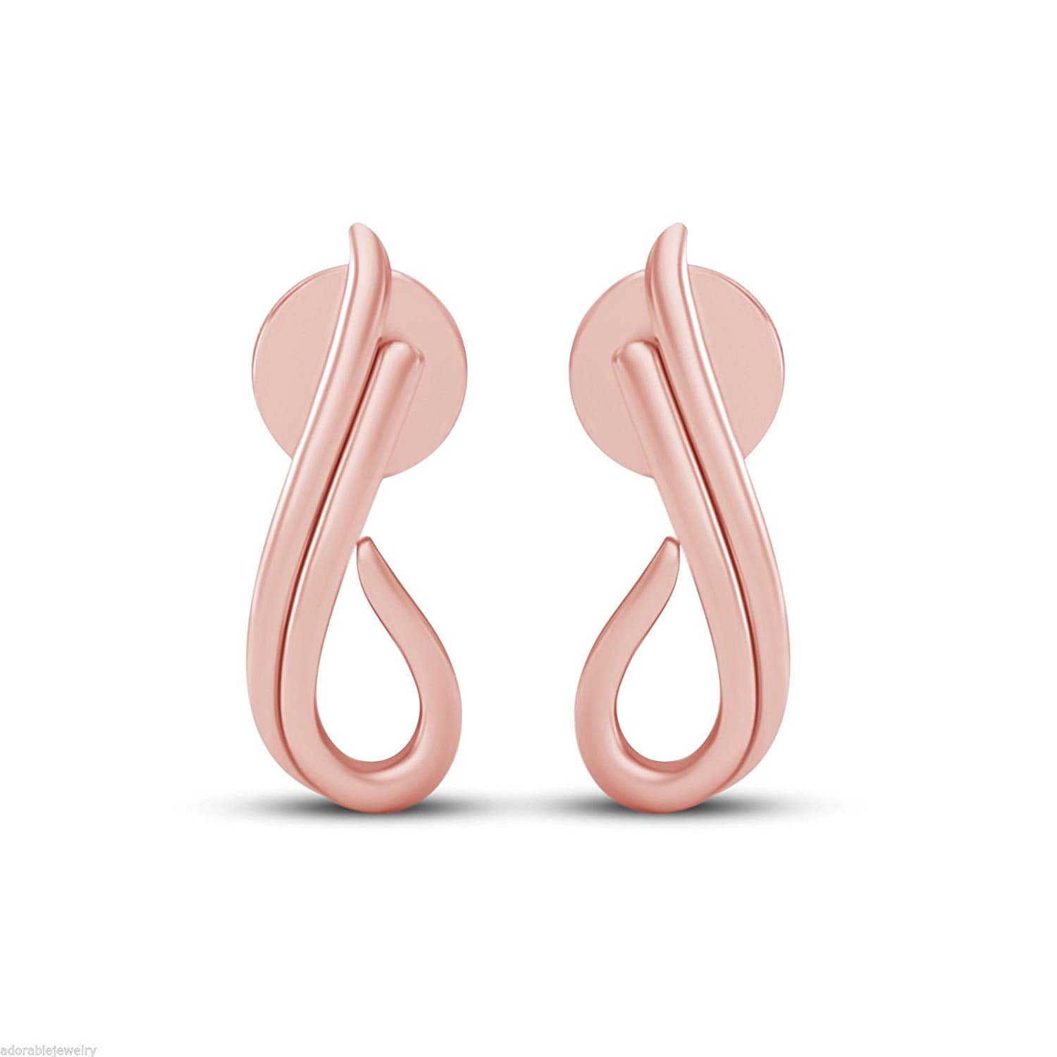 atjewels 14k Rose Gold Over 925 Sterling Silver Plain Stud Earrings For Women's MOTHER'S DAY SPECIAL OFFER - atjewels.in