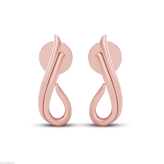 atjewels 14k Rose Gold Over 925 Sterling Silver Plain Stud Earrings For Women's MOTHER'S DAY SPECIAL OFFER - atjewels.in