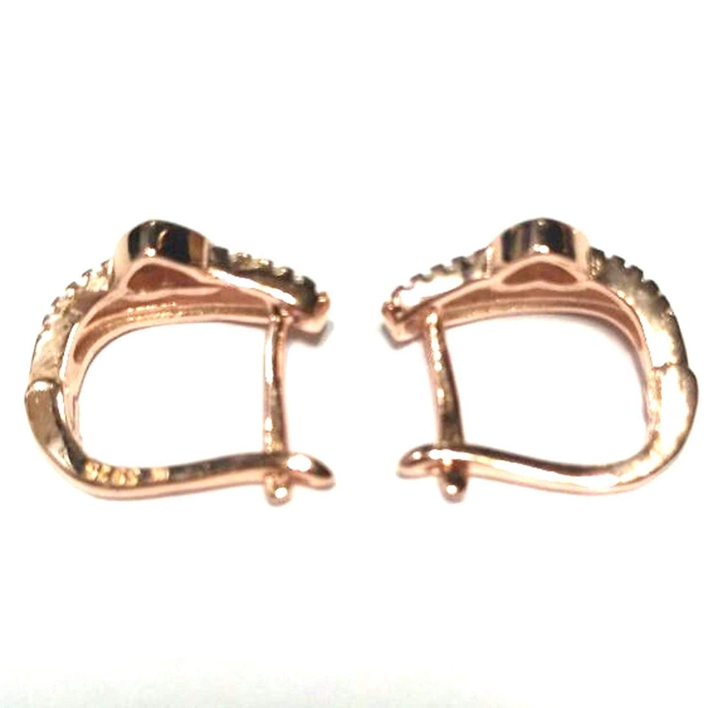 atjewels Round Cut White CZ 14k Rose Gold Over 925 Sterling Silver Heart Hoop Earrings For Girl's and Women's For MOTHER'S DAY SPECIAL OFFER - atjewels.in