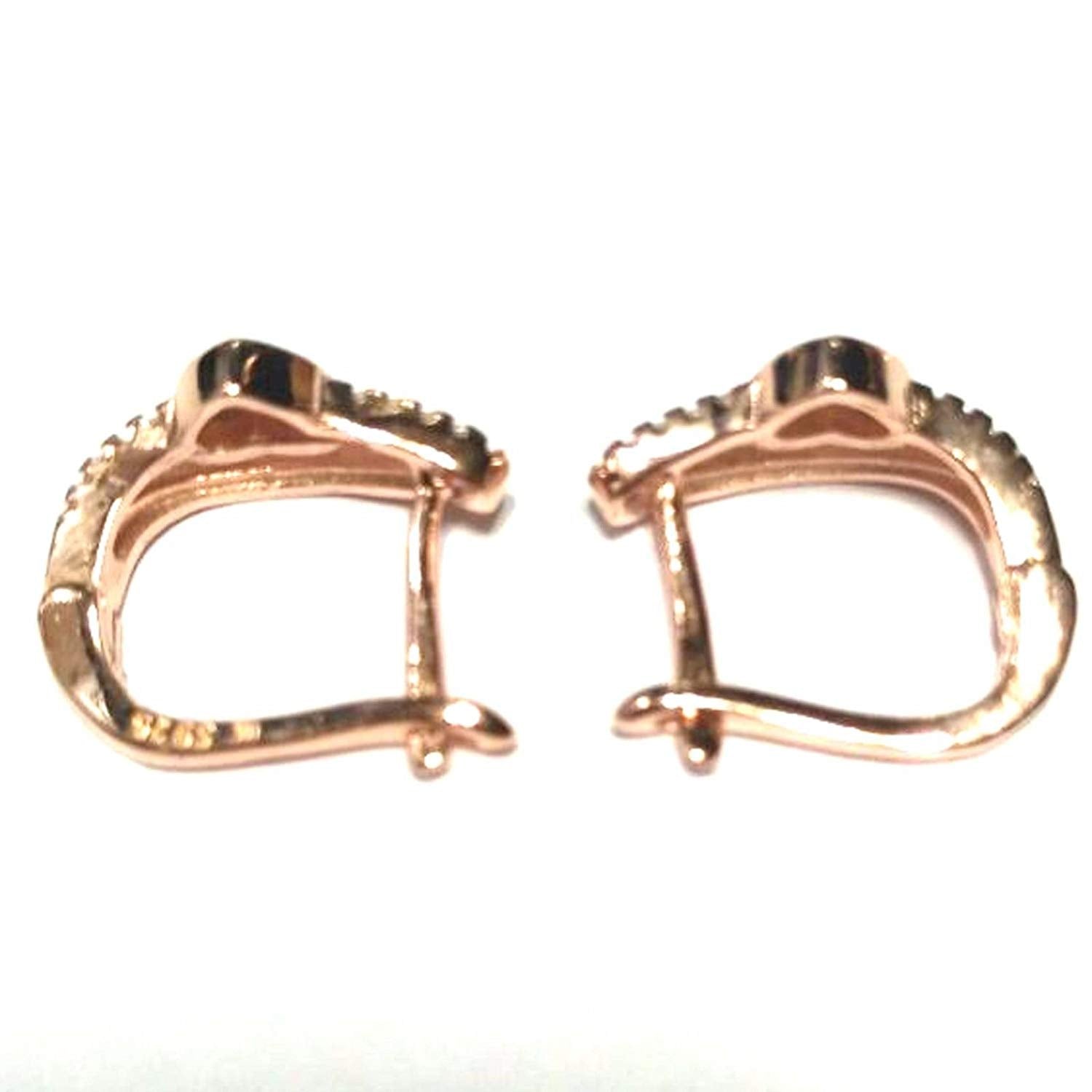 atjewels Round Cut White CZ 14k Rose Gold Over 925 Sterling Silver Heart Hoop Earrings For Girl's and Women's For MOTHER'S DAY SPECIAL OFFER - atjewels.in