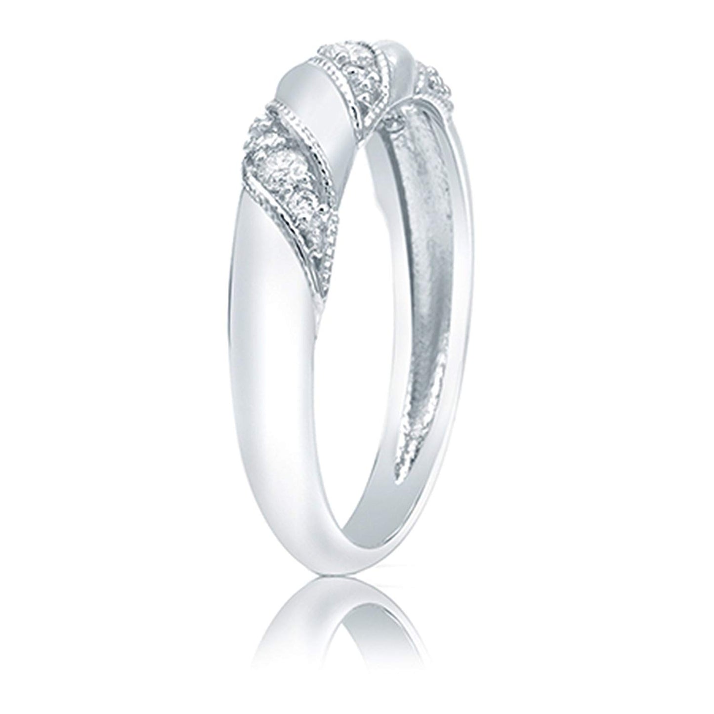 atjewels 14K White Gold Over Sterling Silver White Zirconia Engagement Band Ring for Women's MOTHER'S DAY SPECIAL OFFER - atjewels.in