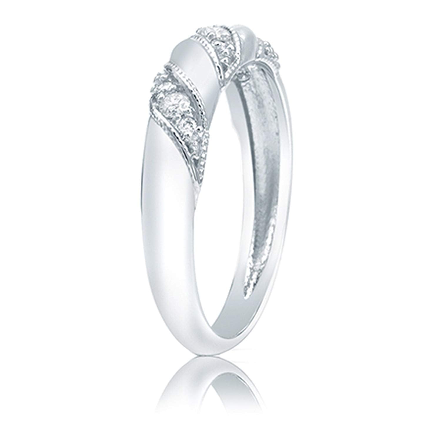 atjewels 14K White Gold Over Sterling Silver White Zirconia Engagement Band Ring for Women's MOTHER'S DAY SPECIAL OFFER - atjewels.in