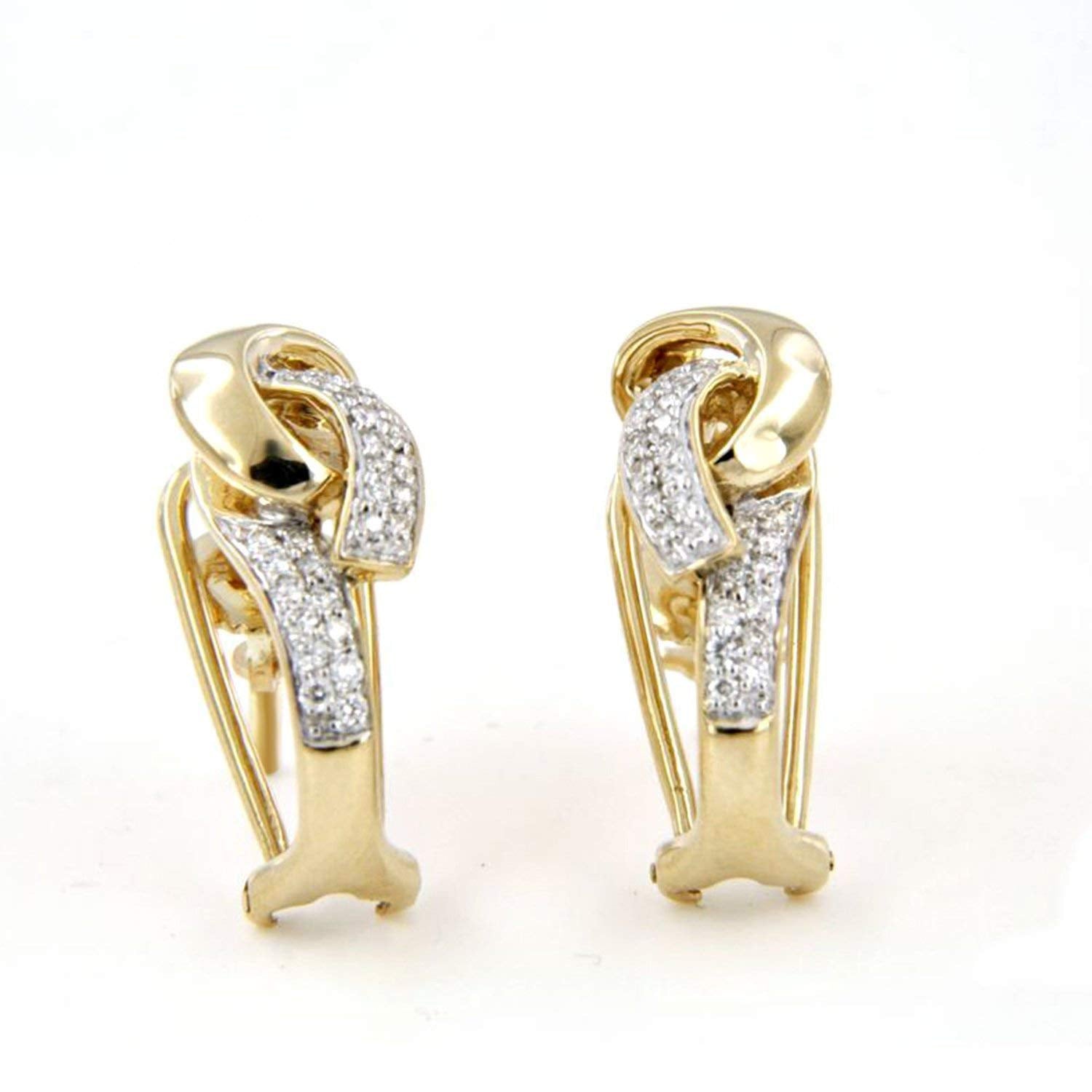 atjewels Charming White Diamond Screw Back Stud Earrings in 18k Yellow Gold On 925 Silver MOTHER'S DAY SPECIAL OFFER - atjewels.in