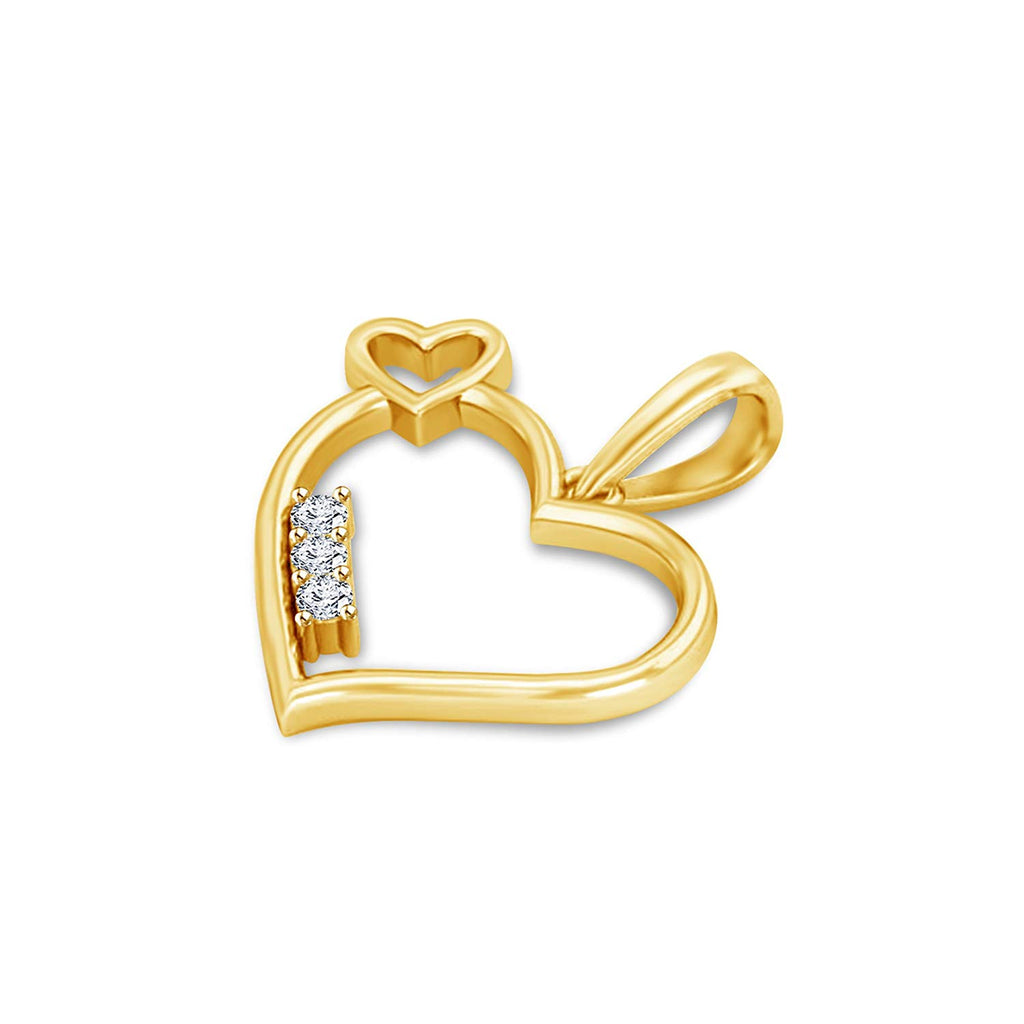 atjewels 18K Yellow Gold on 925 Sterling White CZ Heart Pendant Without Chain MOTHER'S DAY SPECIAL OFFER - atjewels.in