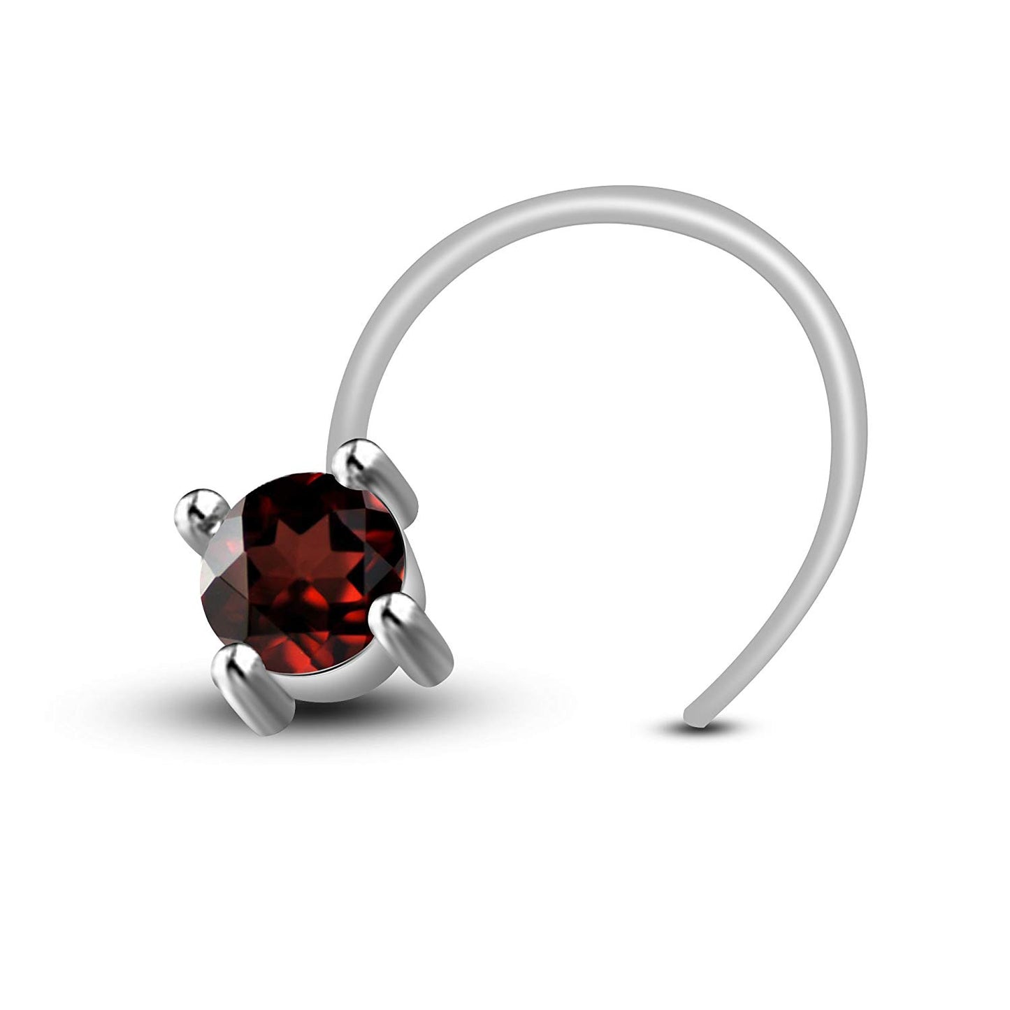 AT Jewellers 14K White Gold Over Sterling in Prong set Nose Pin for Women's - atjewels.in