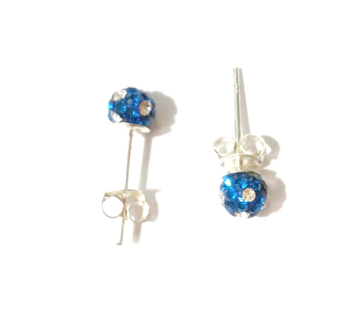 atjewels Round Cut Crystal Sterling Silver Pave Ball Stud Earrings, Crystal Fireball Disco Ball Earrings 1 Pair For Girl's and Women's Fancy Party Wear Earrings - atjewels.in