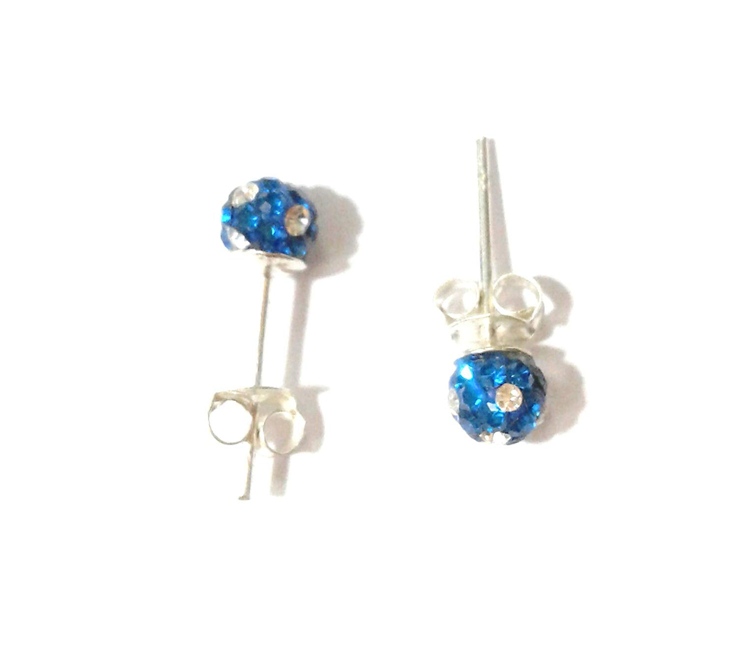 atjewels Round Cut Crystal Sterling Silver Pave Ball Stud Earrings, Crystal Fireball Disco Ball Earrings 1 Pair For Girl's and Women's Fancy Party Wear Earrings - atjewels.in