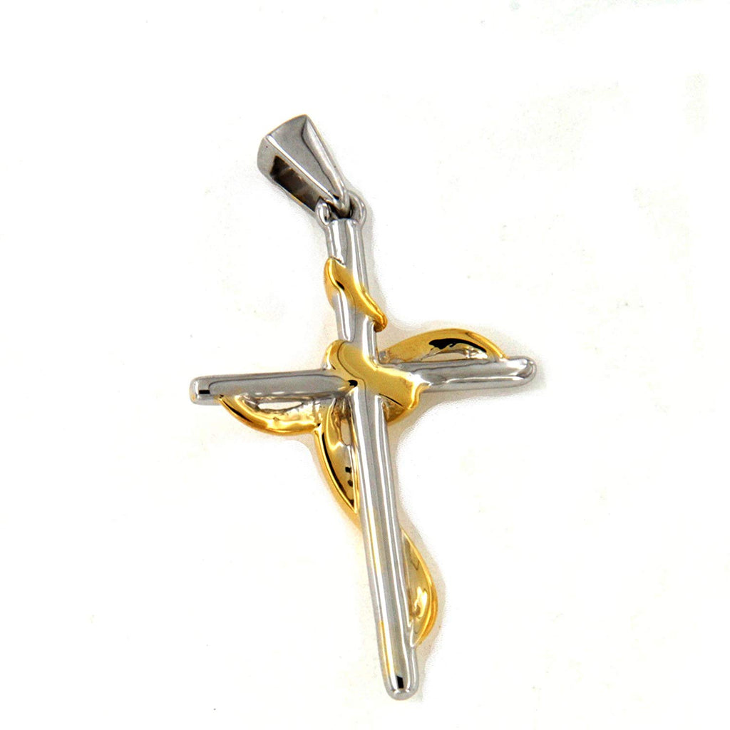 atjewels Elegant Design 14k White & Yellow Gold Over .925 Silver Exclusive Cross Pendant Gift On Christmas Day MOTHER'S DAY SPECIAL OFFER - atjewels.in