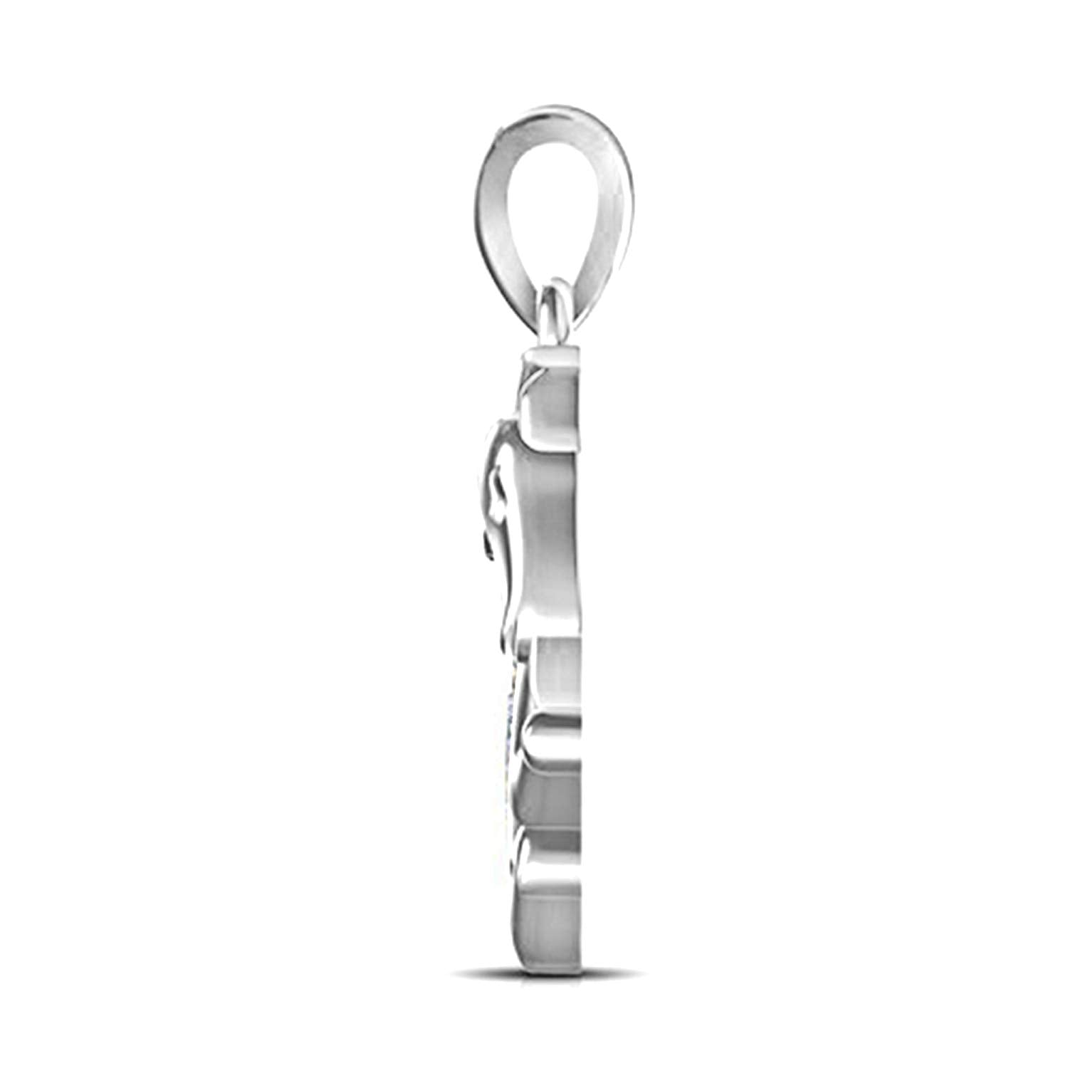 atjewels White Gold Over Solid 925 Sterling Silver Round Cut White Cubic Zirconia Capricorn Zodiac Pendant MOTHER'S DAY SPECIAL OFFER - atjewels.in