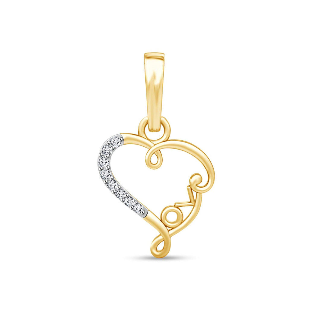atjewels 18K Yellow Gold on 925 Sterling White CZ Heart Love Pendant Without Chain For Women's MOTHER'S DAY SPECIAL OFFER - atjewels.in