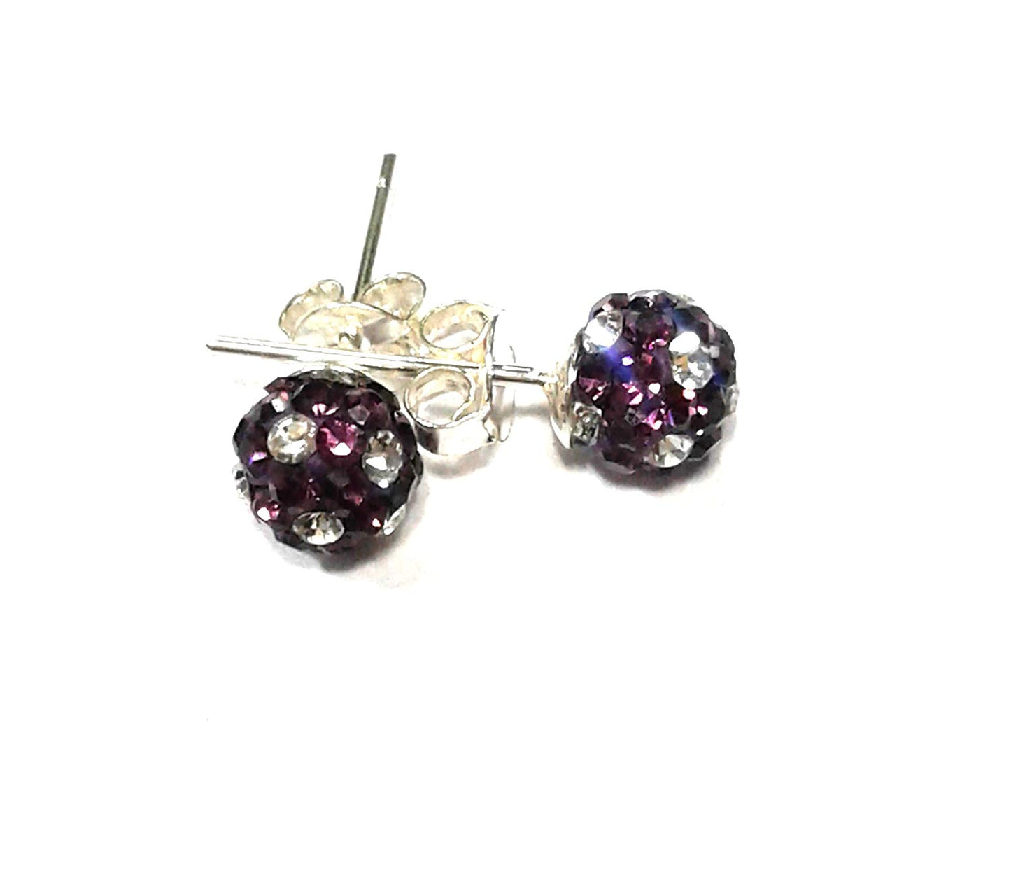 atjewels Round Cut Crystal Sterling Silver Pave Ball Stud Earrings, Crystal Fireball Disco Ball Earrings 1 Pair For Girl's and Women's Fancy Party Wear Earrings - atjewels.in