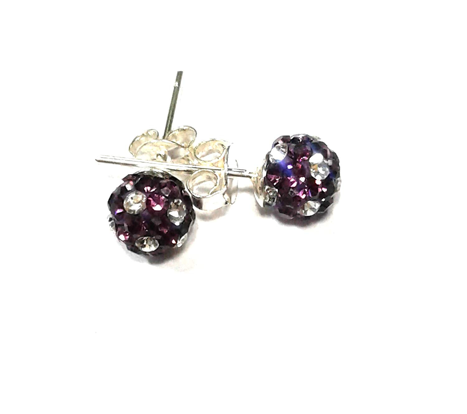 atjewels Round Cut Crystal Sterling Silver Pave Ball Stud Earrings, Crystal Fireball Disco Ball Earrings 1 Pair For Girl's and Women's Fancy Party Wear Earrings - atjewels.in