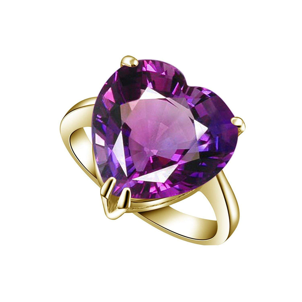 atjewels Heart Cut Amethyst 14k Yellow Gold Plated Sterling Silver Heart Ring For Women's & Girl's MOTHER'S DAY SPECIAL OFFER - atjewels.in