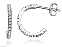 atjewels Nice 925 Sterling Silver Hoop Earrings With Pave Set White CZ Stones For Women's MOTHER'S DAY SPECIAL OFFER - atjewels.in