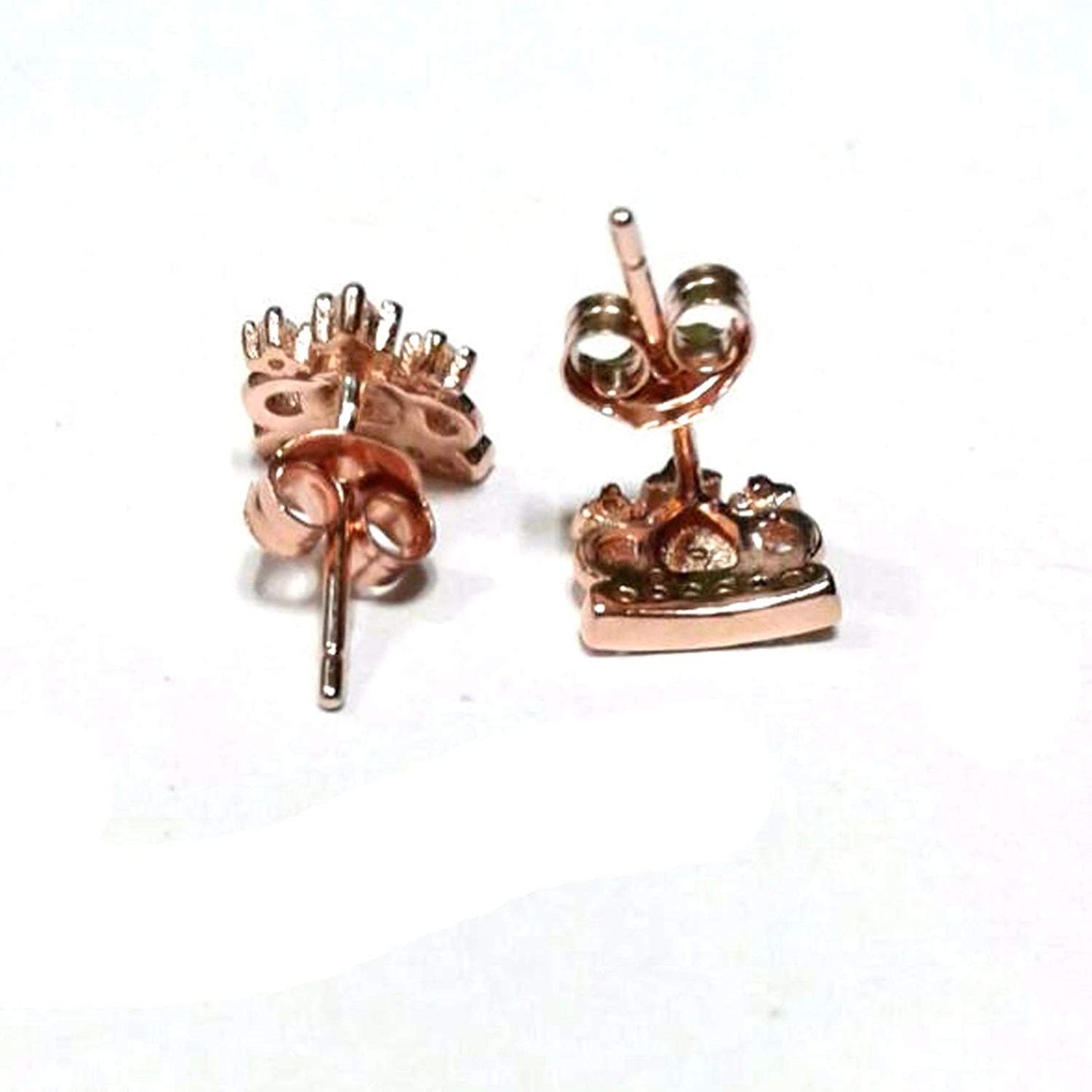 atjewels Round Cut White CZ 14k Rose Gold Over 925 Sterling Silver Crown Stud Earrings For Girl's and Women's For MOTHER'S DAY SPECIAL OFFER - atjewels.in