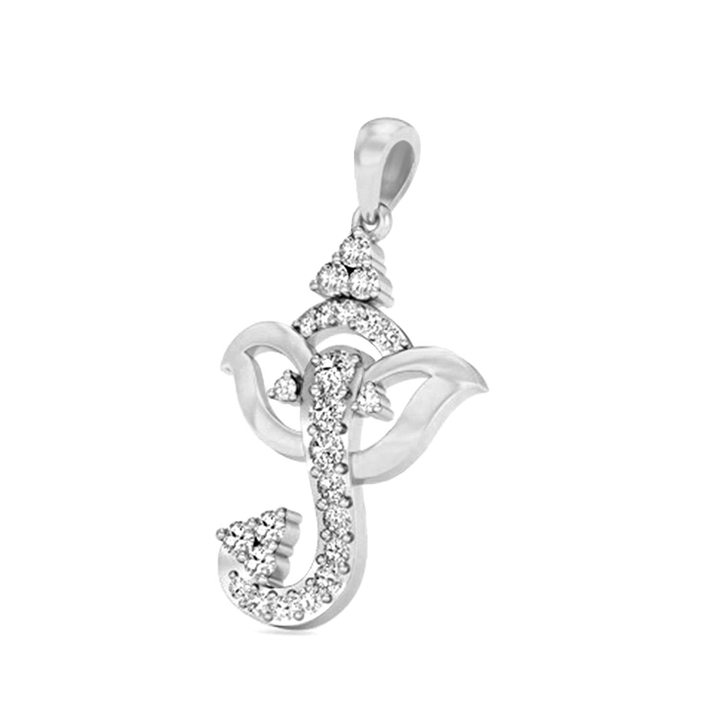 atjewels Mangalmurti Pendant In 18K White Gold Plated on .925 Sterling Silver Round White CZ MOTHER'S DAY SPECIAL OFFER - atjewels.in