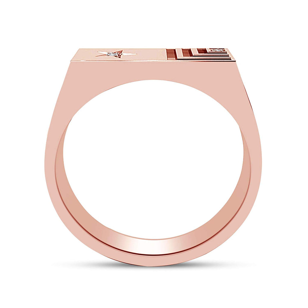 atjewels Round White Zirconia 14K Rose Gold Plated on 925 Sterling Silver Star Band Ring MOTHER'S DAY SPECIAL OFFER - atjewels.in