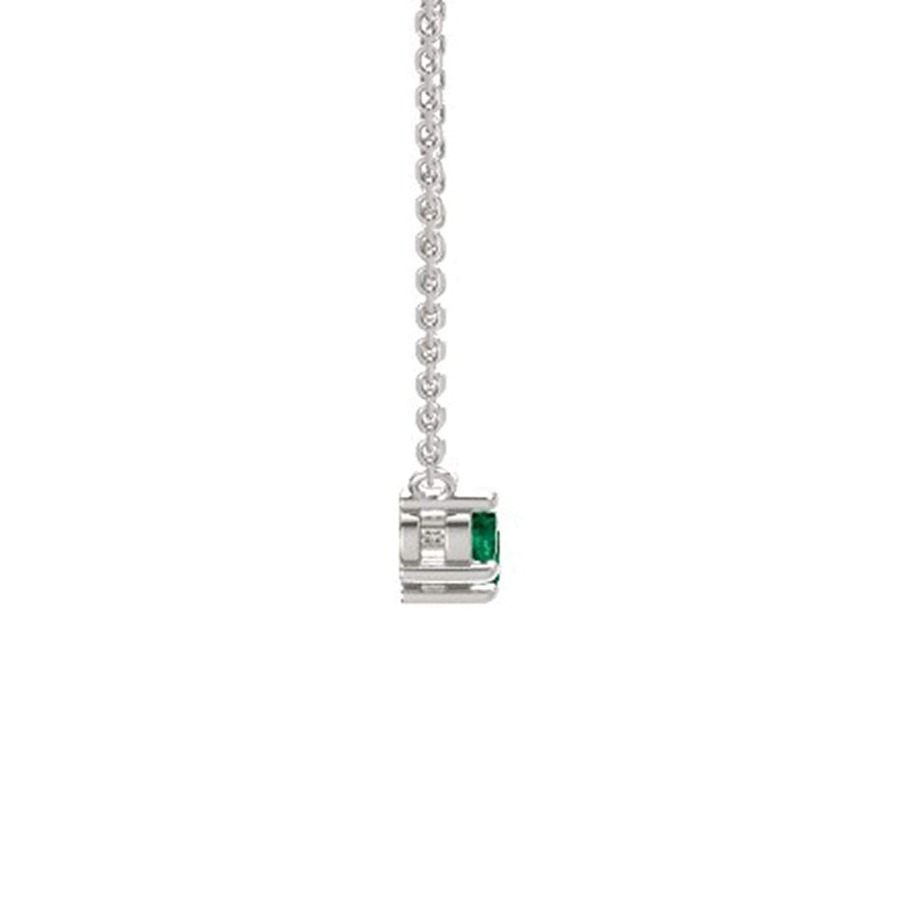 atjewels 14k White Gold Over .925 Sterling Silver Rund Cut Green Emerald Three Stone Pendant MOTHER'S DAY SPECIAL OFFER - atjewels.in