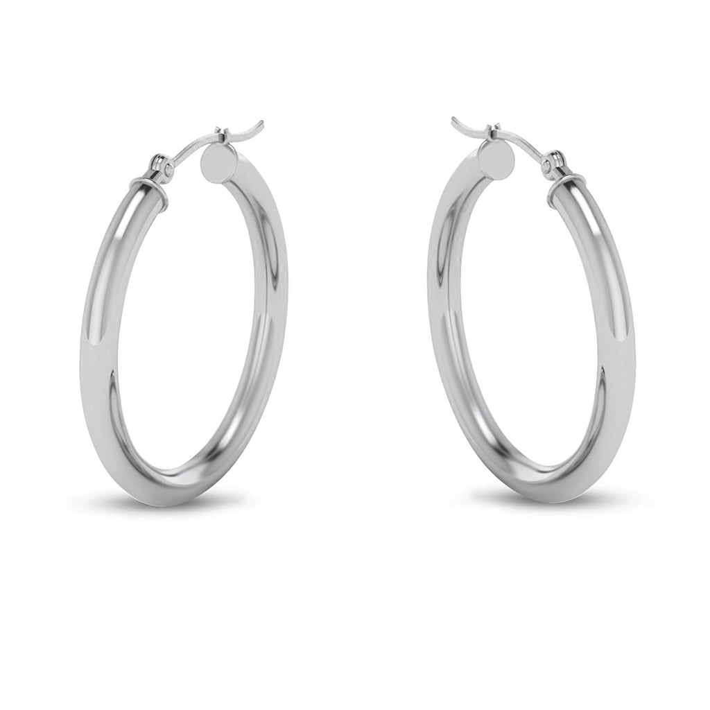 atjewels Hoop Earrings in 18k White Gold Plated on 925 Sterling Silver MOTHER'S DAY SPECIAL OFFER - atjewels.in