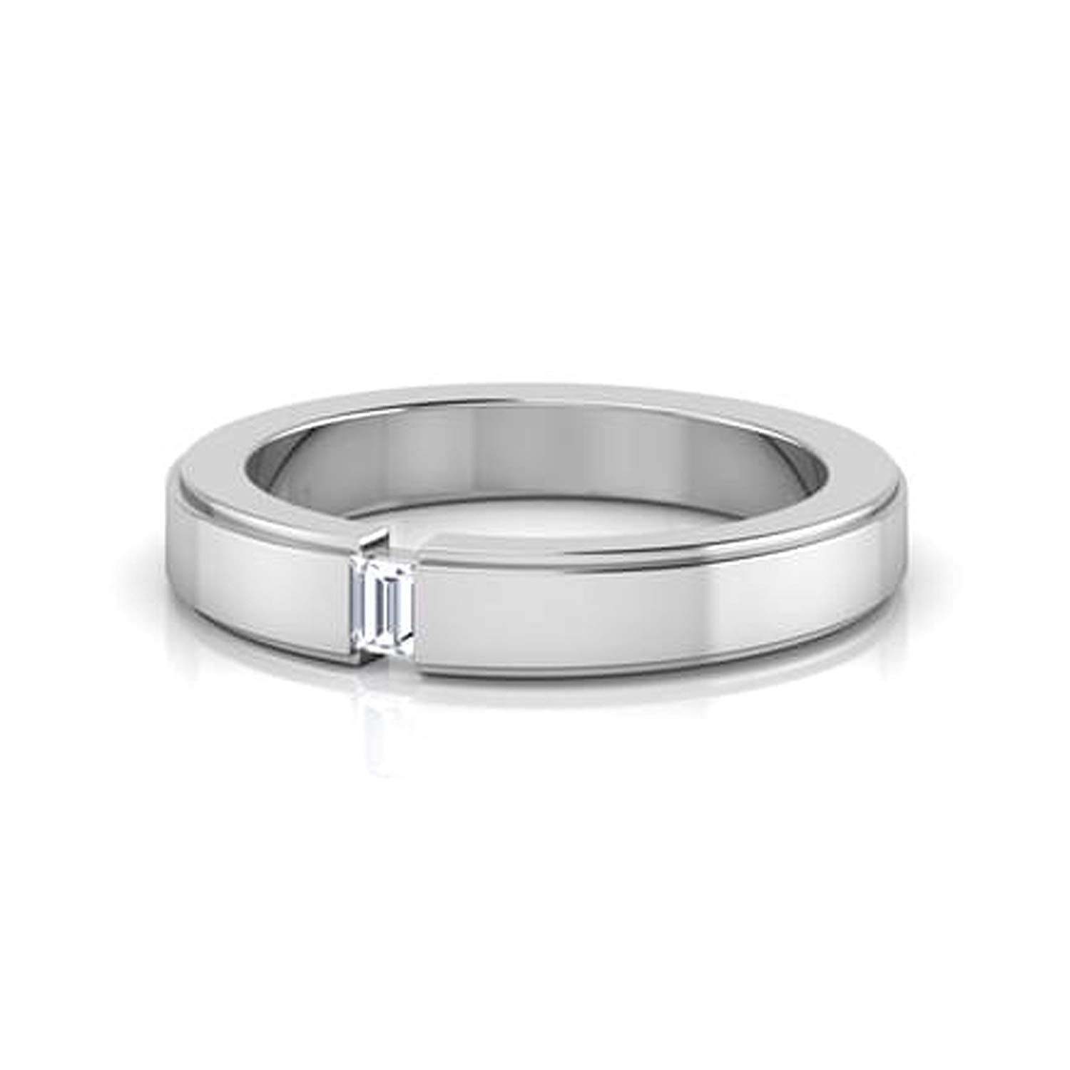 atjewels 14K White Gold Over 925 Sterling with White Baguette Zirconia Solitaire Band Ring (9) MOTHER'S DAY SPECIAL OFFER - atjewels.in