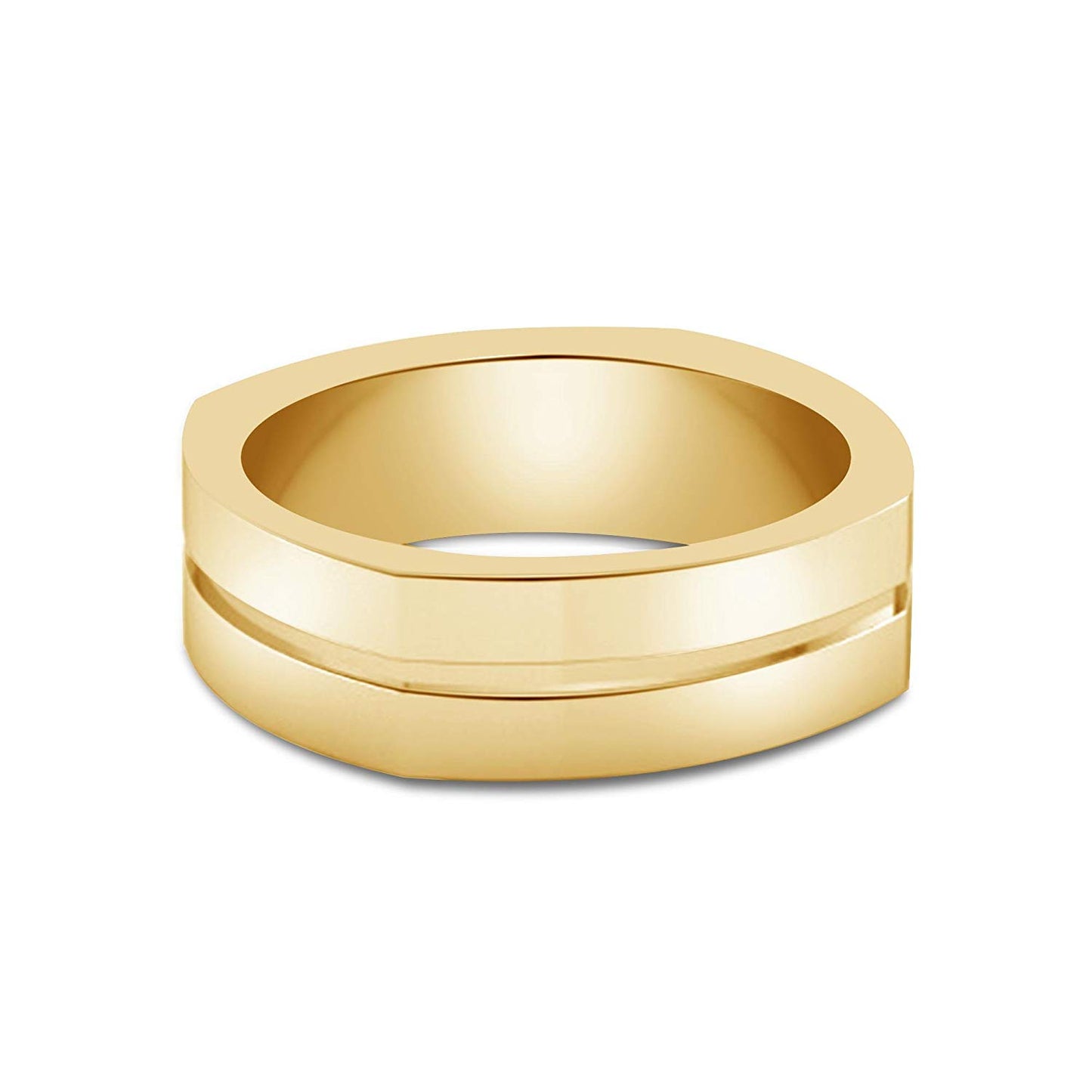 atjewels 18K Yellow Gold Over 925 Sterling Silver Plain Anniversary Band Ring For Men's MOTHER'S DAY SPECIAL OFFER - atjewels.in