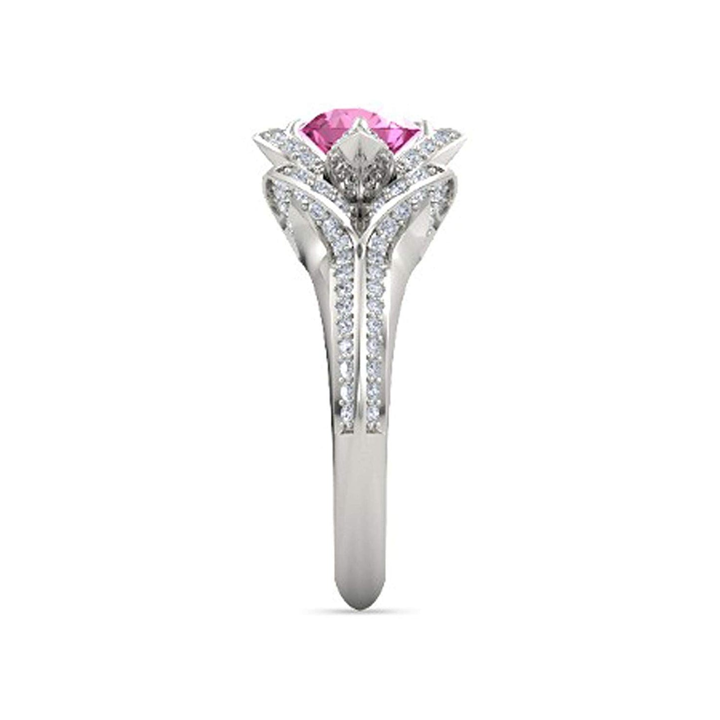 atjewels 925 Sterling Silver Round Cut Multi-Color Gemstone With White Czubic Zircon Lotus Ring For Women's MOTHER'S DAY SPECIAL OFFER - atjewels.in