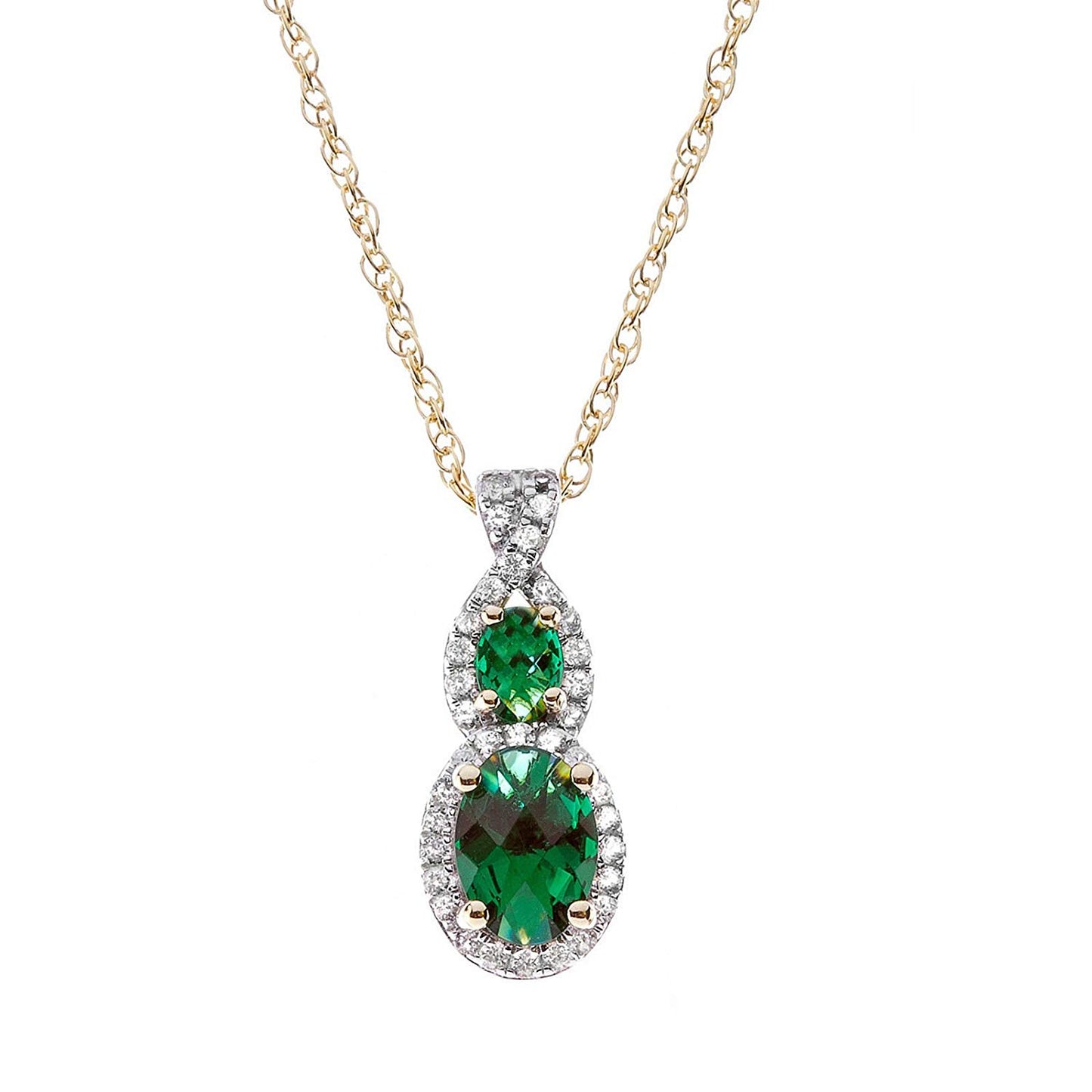 14k Yellow Gold Over 925 Silver Emerald & White CZ Pendant Earring Ring Jewelry Set MOTHER'S DAY SPECIAL OFFER - atjewels.in