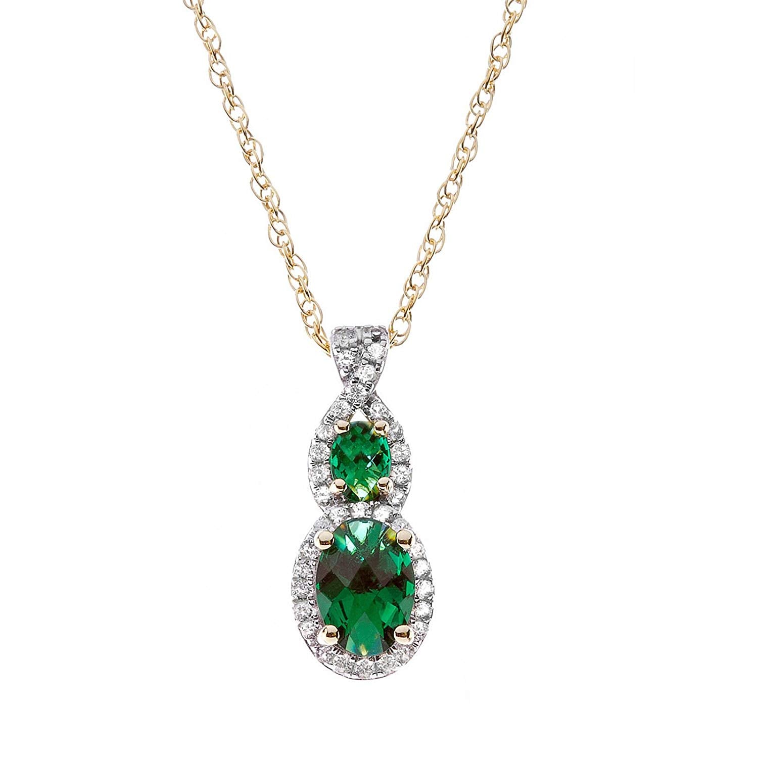 14k Yellow Gold Over 925 Silver Emerald & White CZ Pendant Earring Ring Jewelry Set MOTHER'S DAY SPECIAL OFFER - atjewels.in