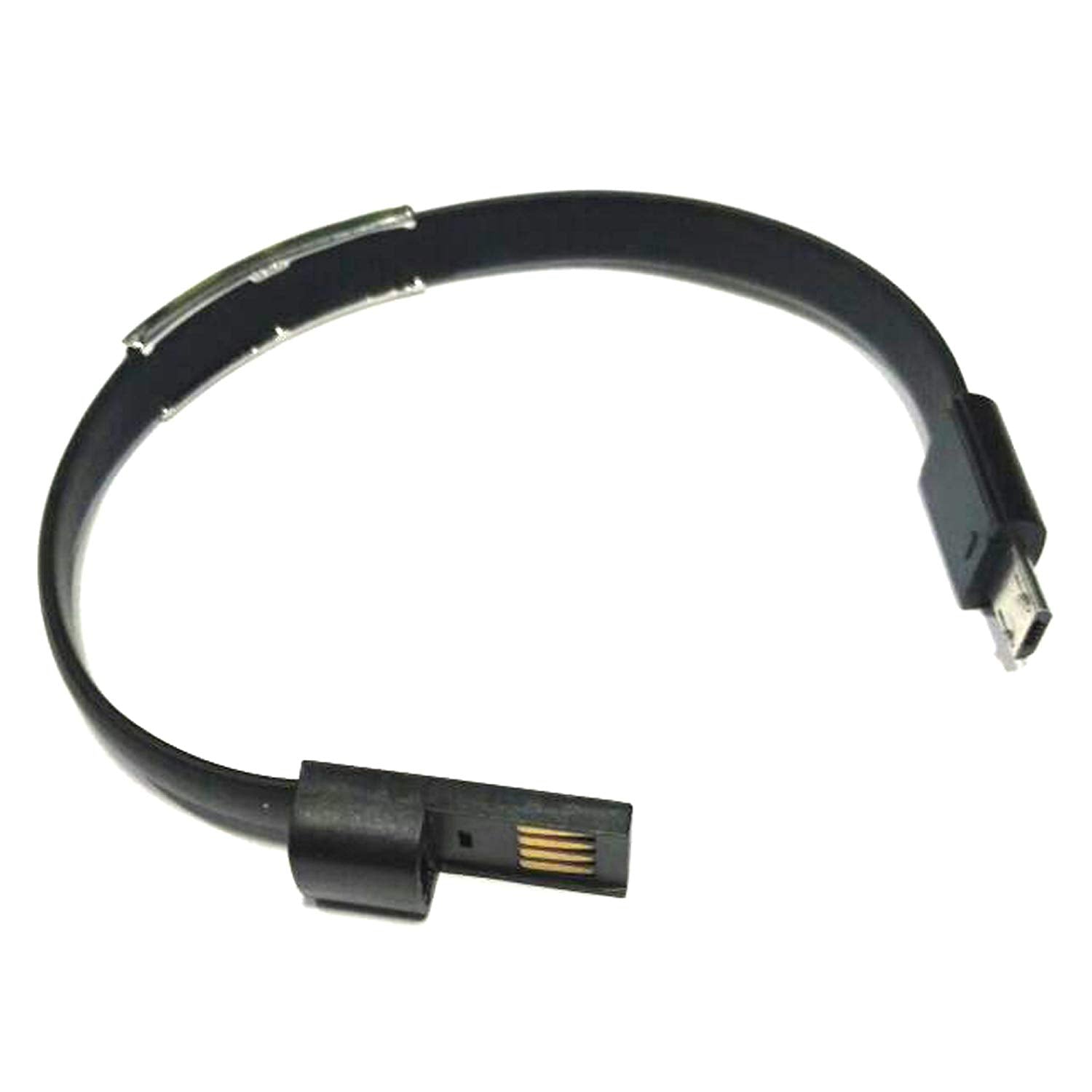 atjewels .925 Sterling Silver W/ Round Cut White Cz Flat USB Cable,Data Charging Cord Black Color Bracelet MOTHER'S DAY SPECIAL OFFER - atjewels.in