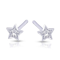 atjewels 14K White Gold Plated on 925 Sterling Silver Round White Cubic Zirconia Star Stud Earrings MOTHER'S DAY SPECIAL OFFER - atjewels.in