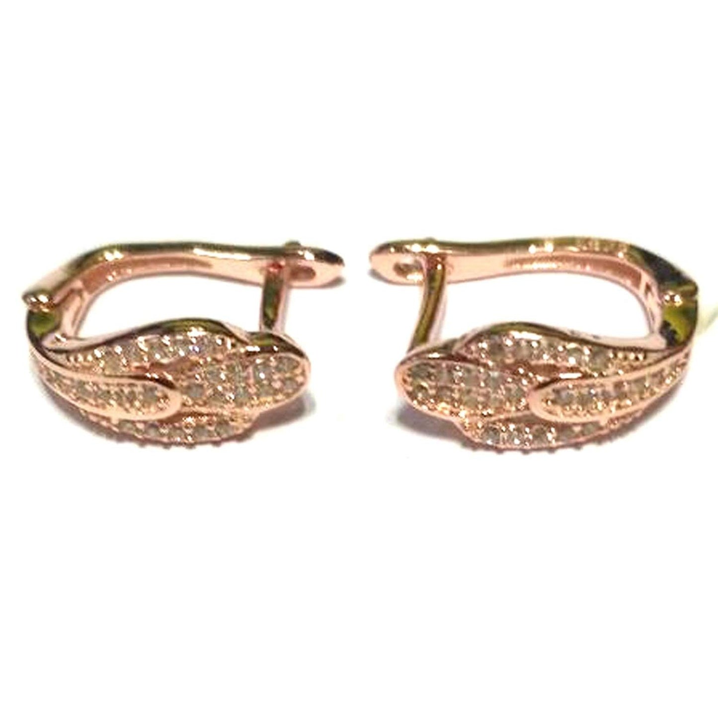 atjewels Round Cut White CZ 14k Rose Gold Over 925 Sterling Silver Hoop Earrings For Girl's and Women's For MOTHER'S DAY SPECIAL OFFER - atjewels.in