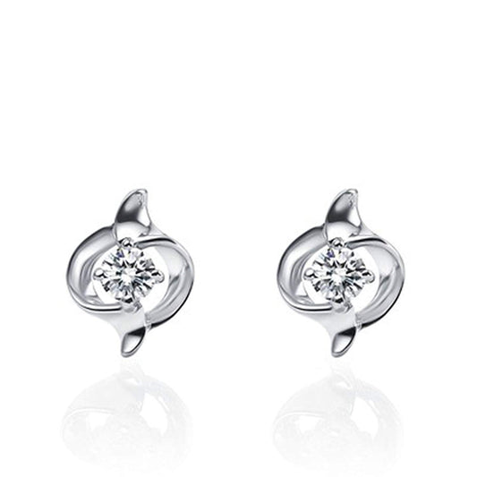atjewels Anniversary Stud Earrings in Round White Zirconia with 14K White Gold Over 925 Sterling Silver For Women's MOTHER'S DAY SPECIAL OFFER - atjewels.in