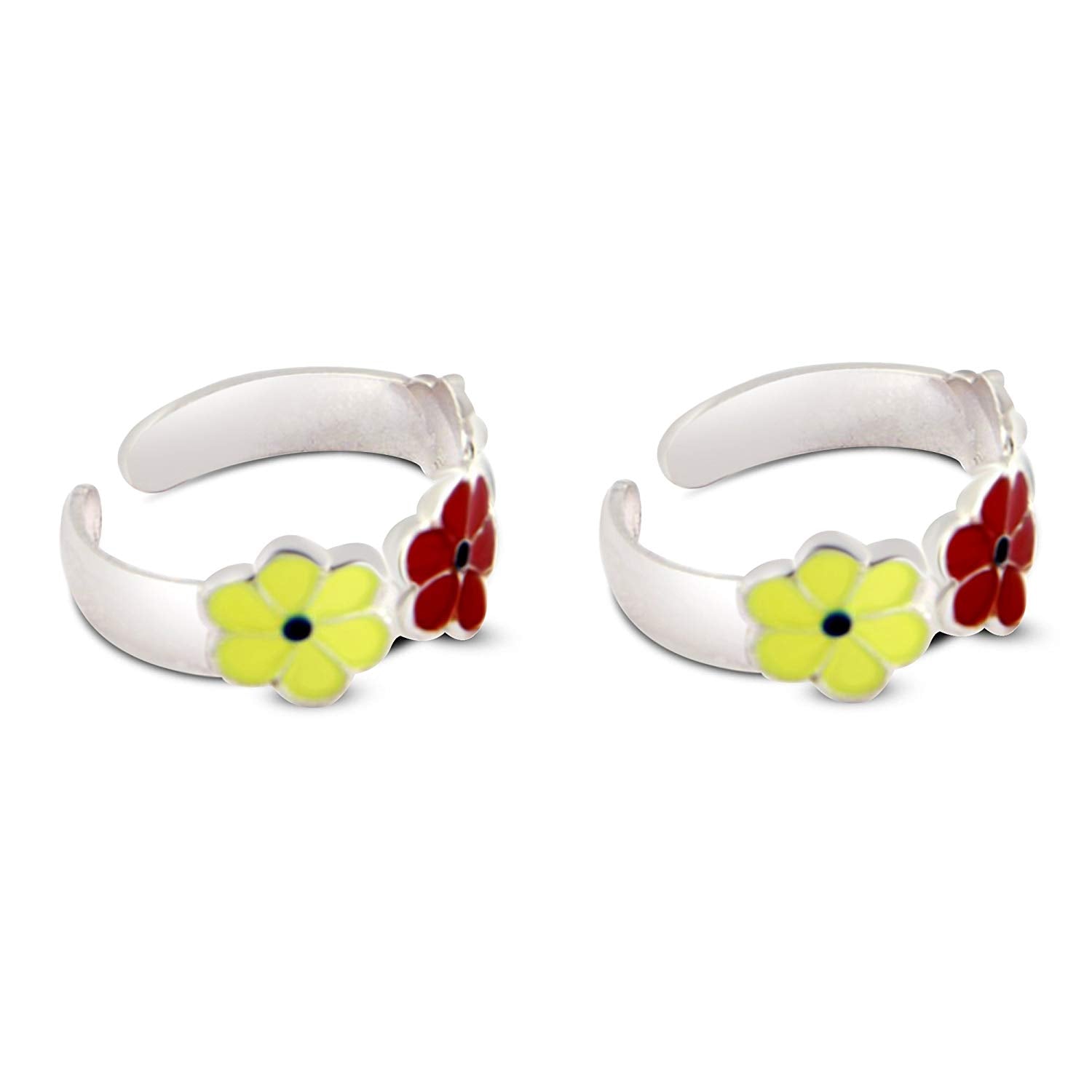 atjewels Valentine Special 925 Sterling Silver Mina work Adjustable ToeRing For Women - atjewels.in