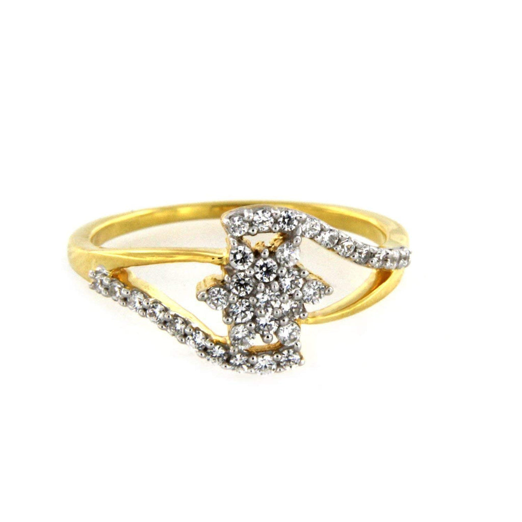 atjewels Yellow Gold Over .925 Sterling White Cubic Zirconia Bypass Flower Ring Size 6 MOTHER'S DAY SPECIAL OFFER - atjewels.in
