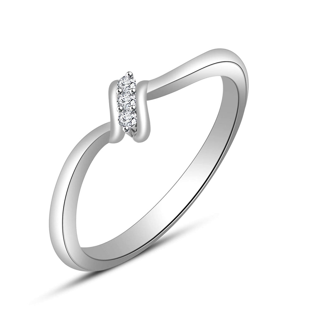 atjewels 14K White Gold Over Sterling Round White CZ in Prong Set Three Stone Ring for Women's MOTHER'S DAY SPECIAL OFFER - atjewels.in