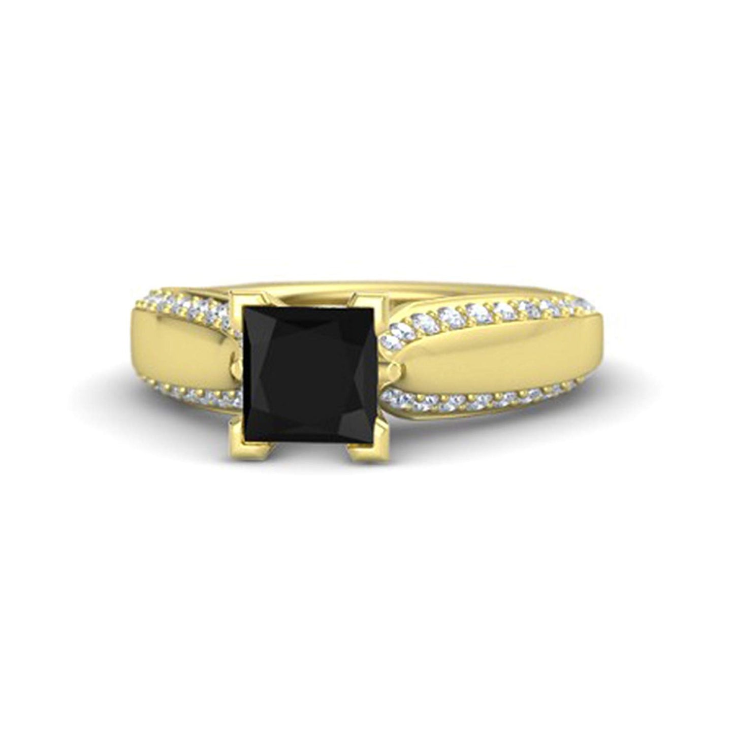 Princess Cut Black CZ Yellow Gold Plated 925 Sterling Silver Disney Princess Jasmine Engagement Ring MOTHER'S DAY SPECIAL OFFER - atjewels.in
