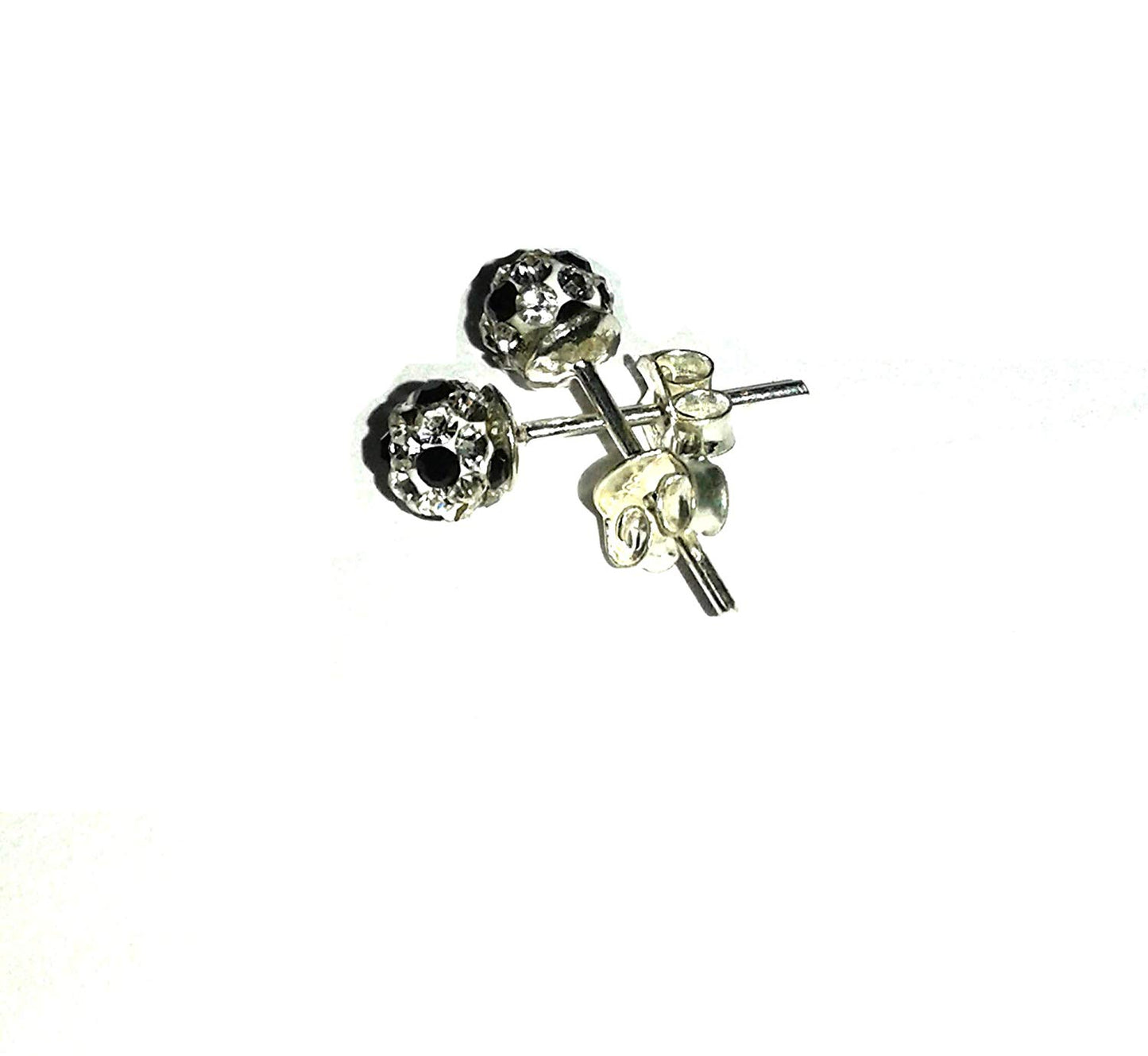 atjewels Round Cut Crystal Sterling Silver Pave Ball Stud Earrings, Crystal Fireball Disco Ball Earrings 1 Pair For Girl's and Women's Fancy Party Wear Earrings - atjewels.in
