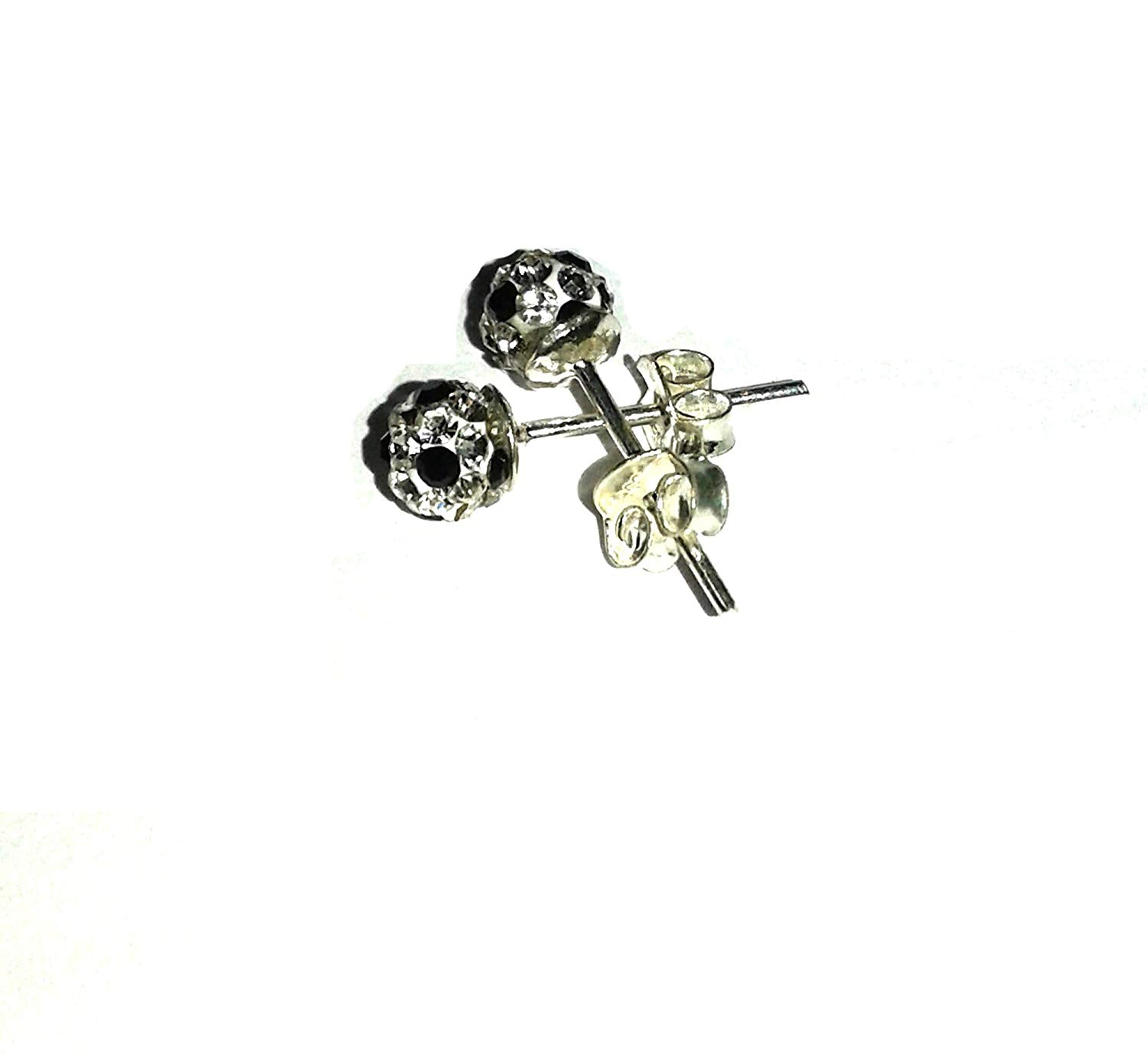 atjewels Round Cut Crystal Sterling Silver Pave Ball Stud Earrings, Crystal Fireball Disco Ball Earrings 1 Pair For Girl's and Women's Fancy Party Wear Earrings - atjewels.in