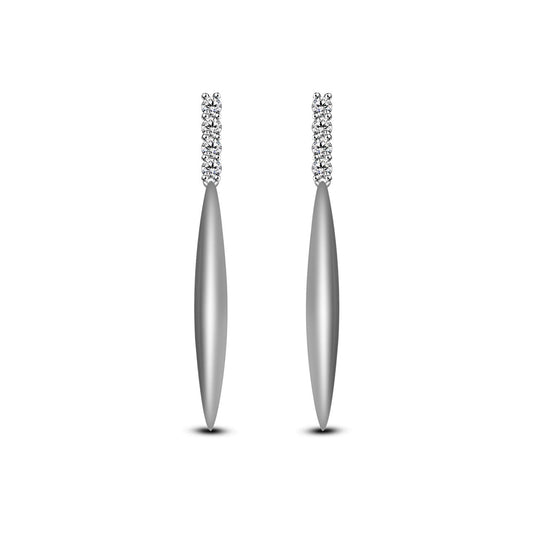 atjewels Fashionable White .925 Sterling Silver Round White CZ Diamond Dangle Earrings For Women's MOTHER'S DAY SPECIAL OFFER - atjewels.in